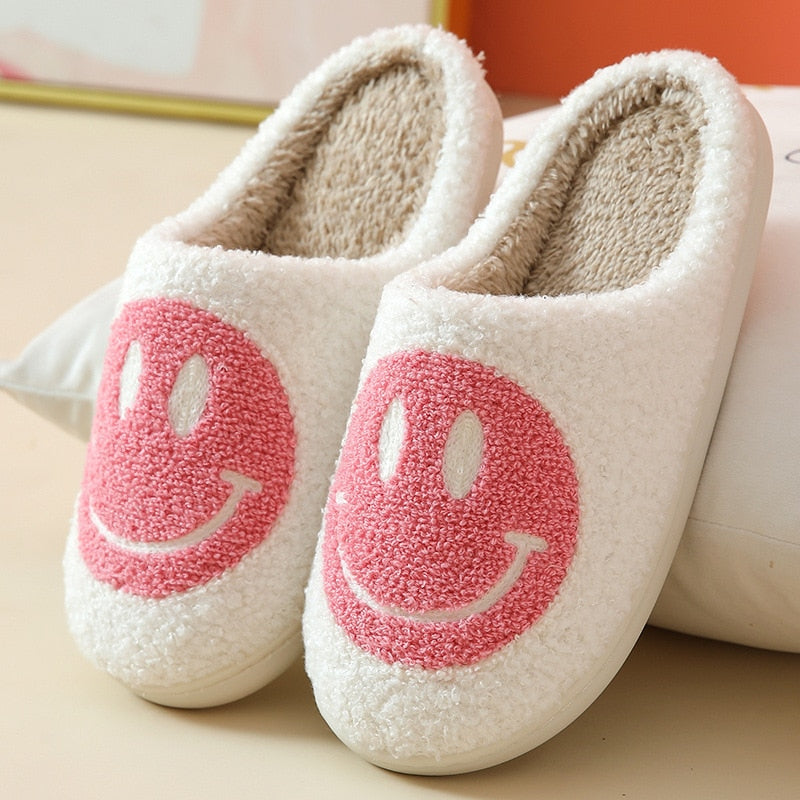 Anna– Slippers met Geborduurd Smiley Design en Nepbont Voering