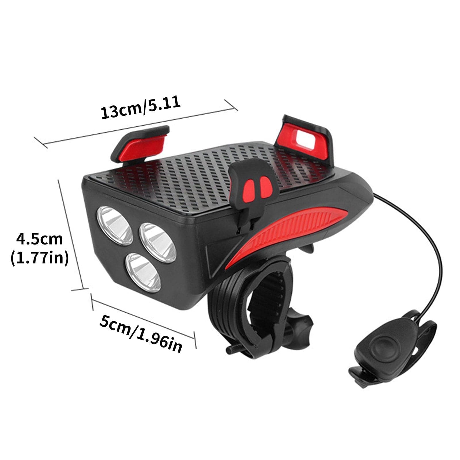 VeloSmart - 4 in 1 fietsapparaat met ledlampje claxon oplader en telefoonhouder