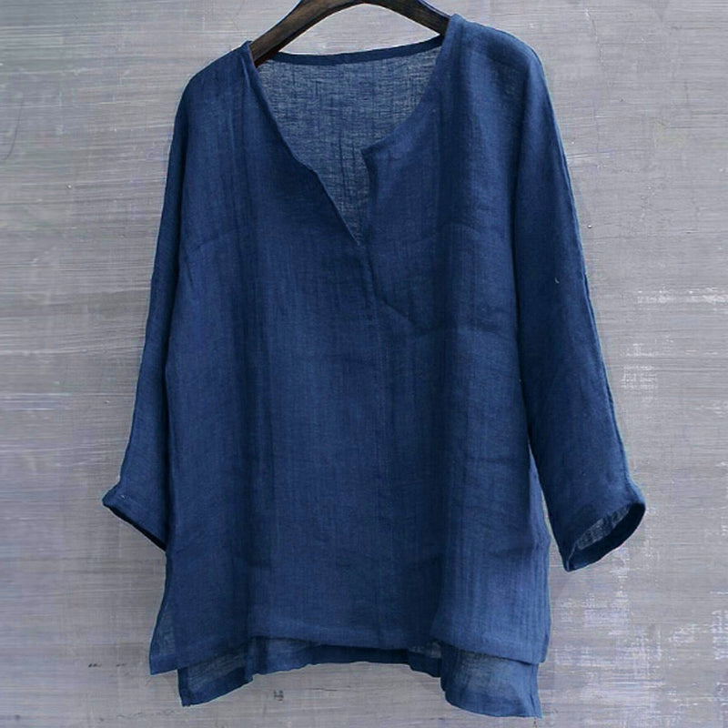 Jhon – Elegante V-hals blouse met lange mouwen en losse pasvorm