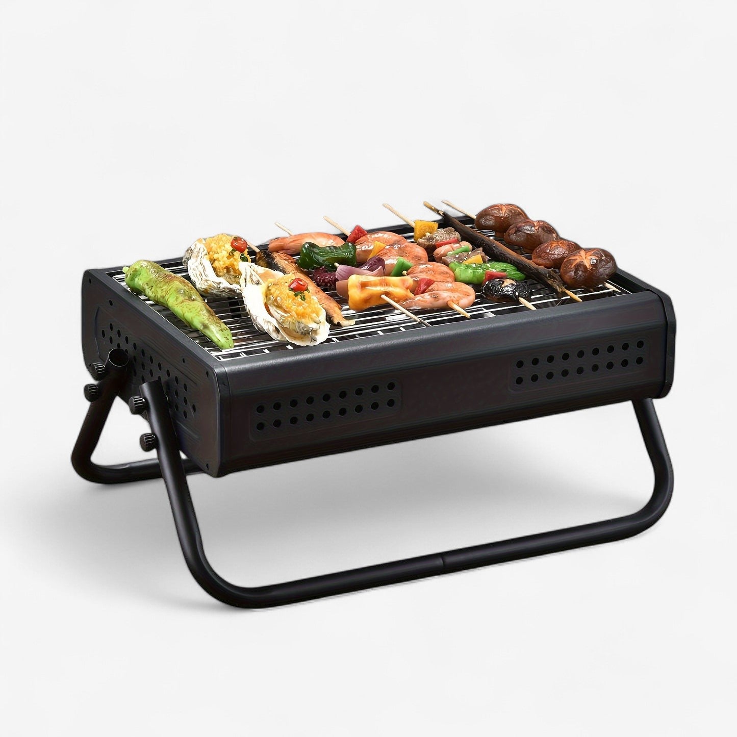 GrillEase – Draagbare BBQ Grill met Opvouwbaar Ontwerp en Dubbelgebruik Handgrepen