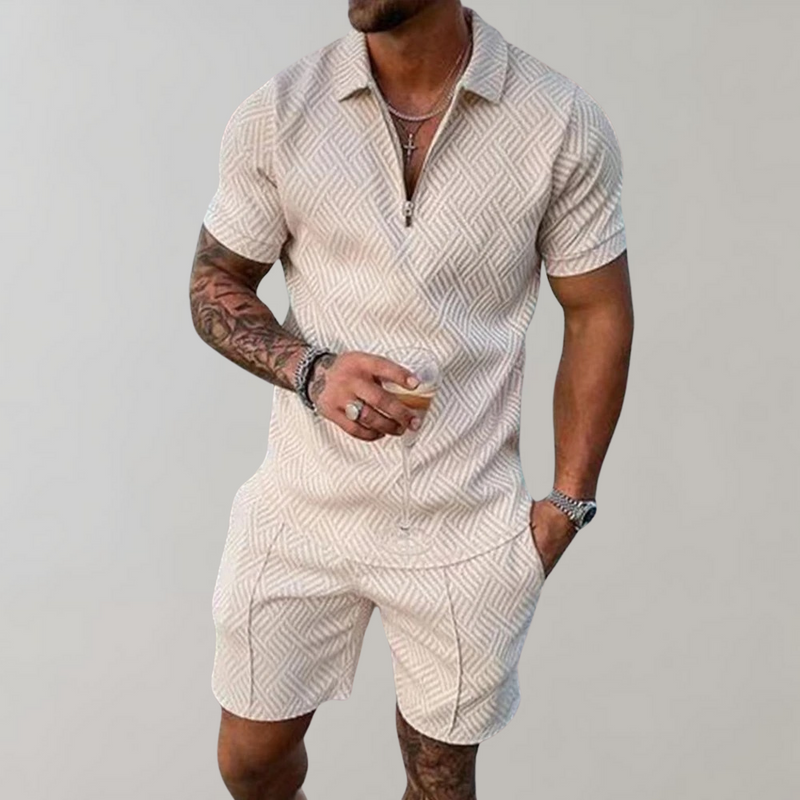 James - Stijlvolle tweedelige set met een klassiek poloshirt en comfortabele shorts