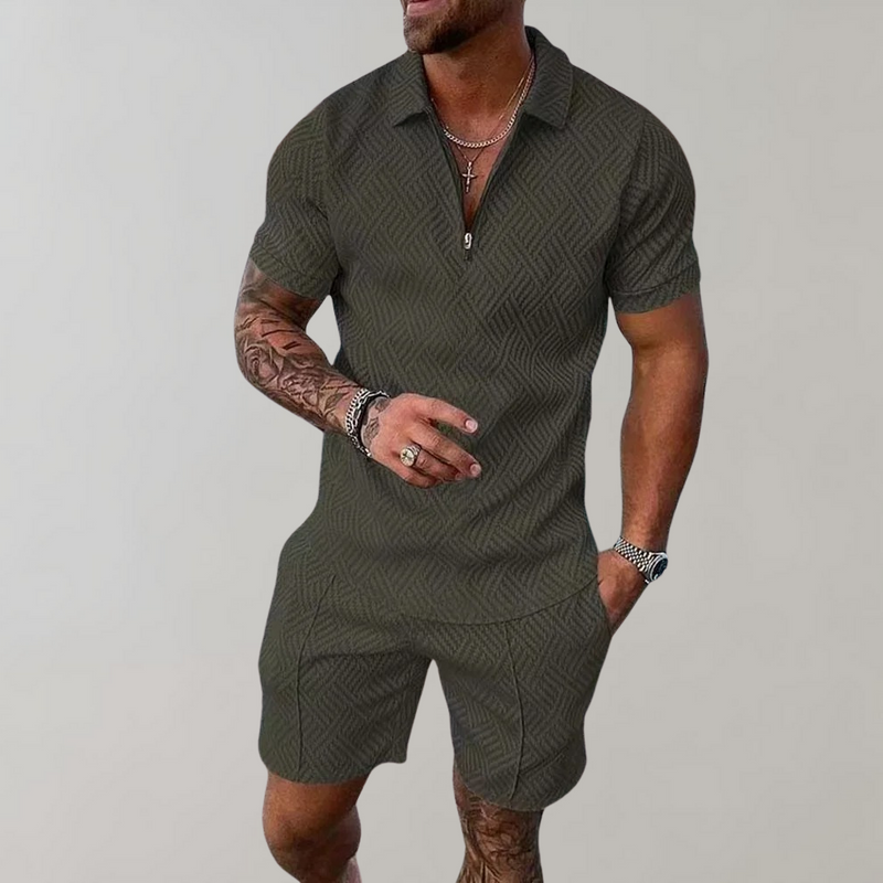 James - Stijlvolle tweedelige set met een klassiek poloshirt en comfortabele shorts