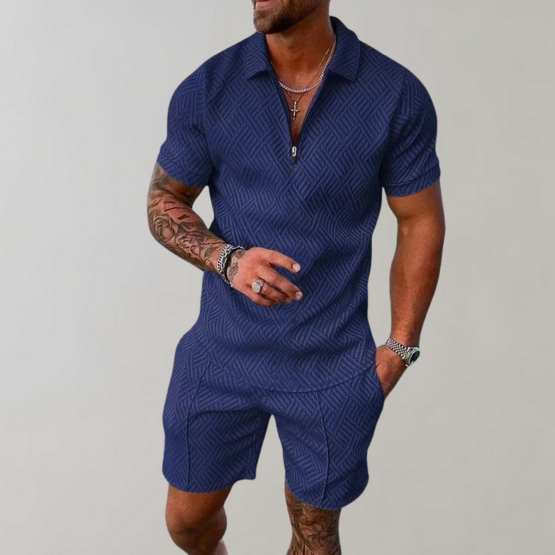 James - Stijlvolle tweedelige set met een klassiek poloshirt en comfortabele shorts