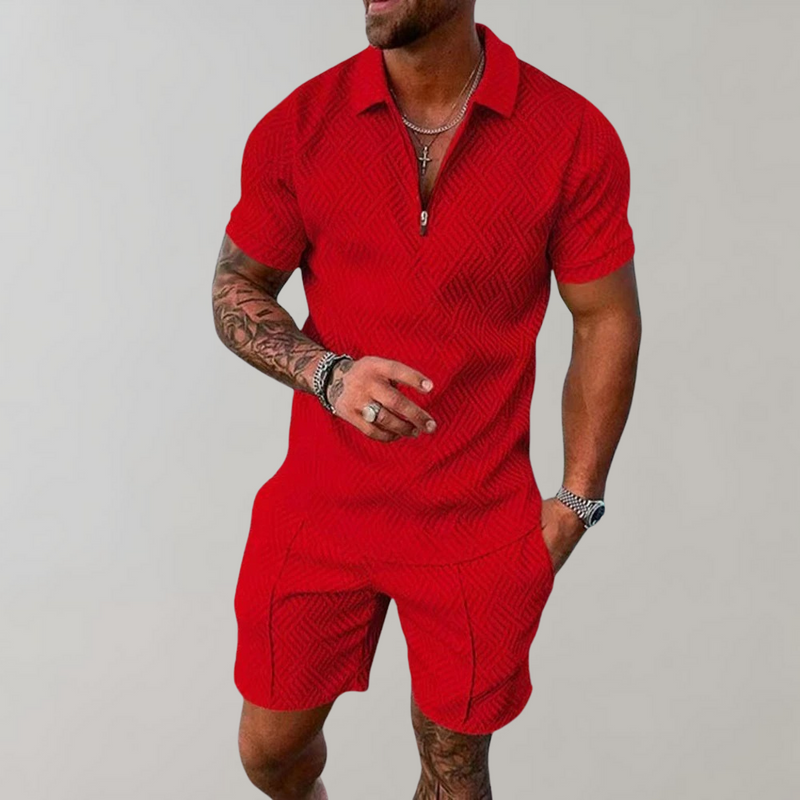 James - Stijlvolle tweedelige set met een klassiek poloshirt en comfortabele shorts