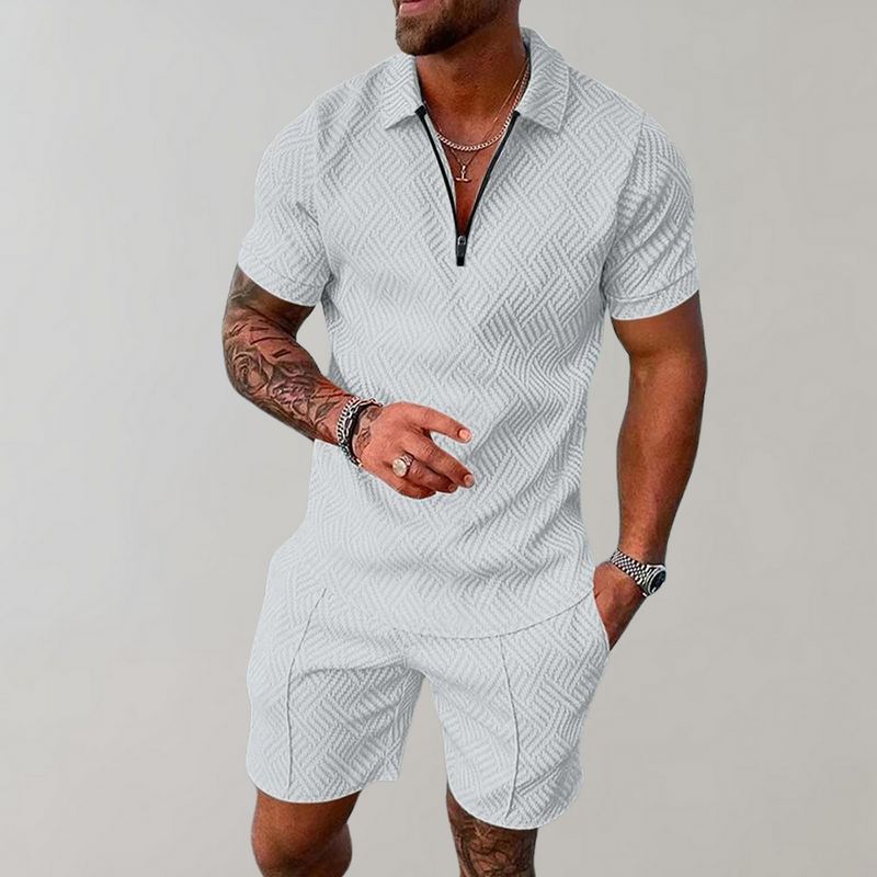 James - Stijlvolle tweedelige set met een klassiek poloshirt en comfortabele shorts