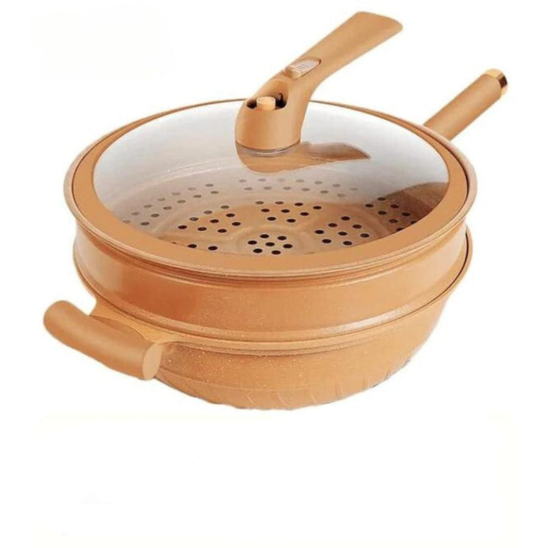 CookCraft - Wok met antiaanbaklaag, geavanceerde warmteverdeling en stoommandje