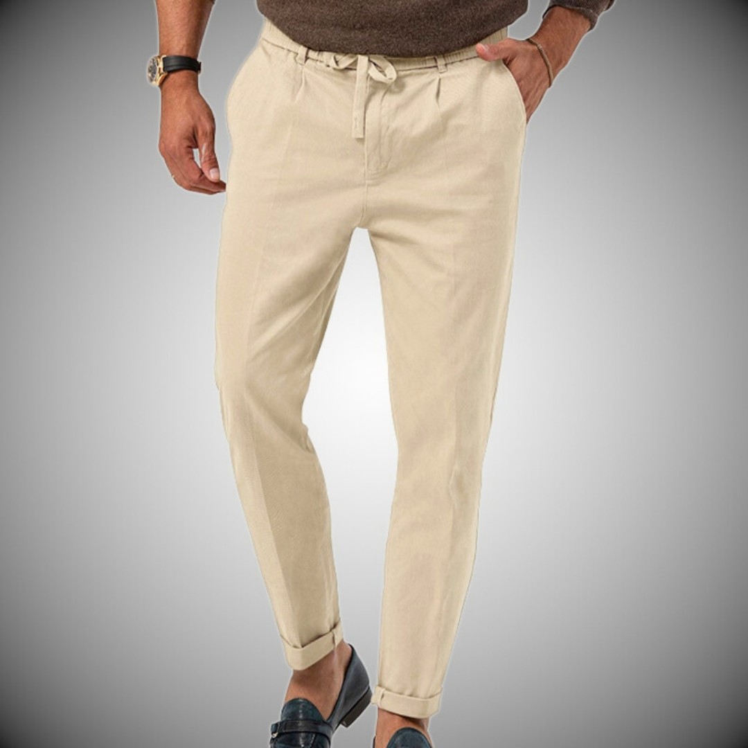Milaan – Klassieke pantalon met steekzakken en verstelbare taille met trekkoord