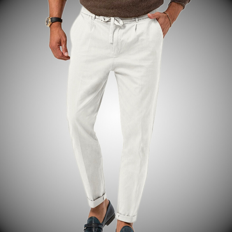 Milaan – Klassieke pantalon met steekzakken en verstelbare taille met trekkoord