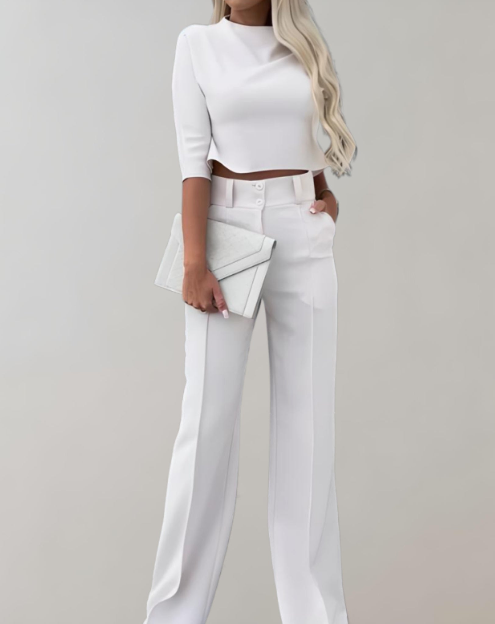 Sophia - Chique tweedelige set met een verfijnde top en flatterende uitlopende broek