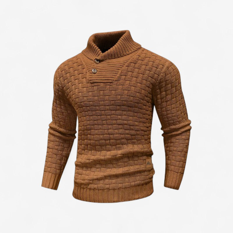 Henry - Lange Mouw Trui met Geribde Zoom en Knopdetail
