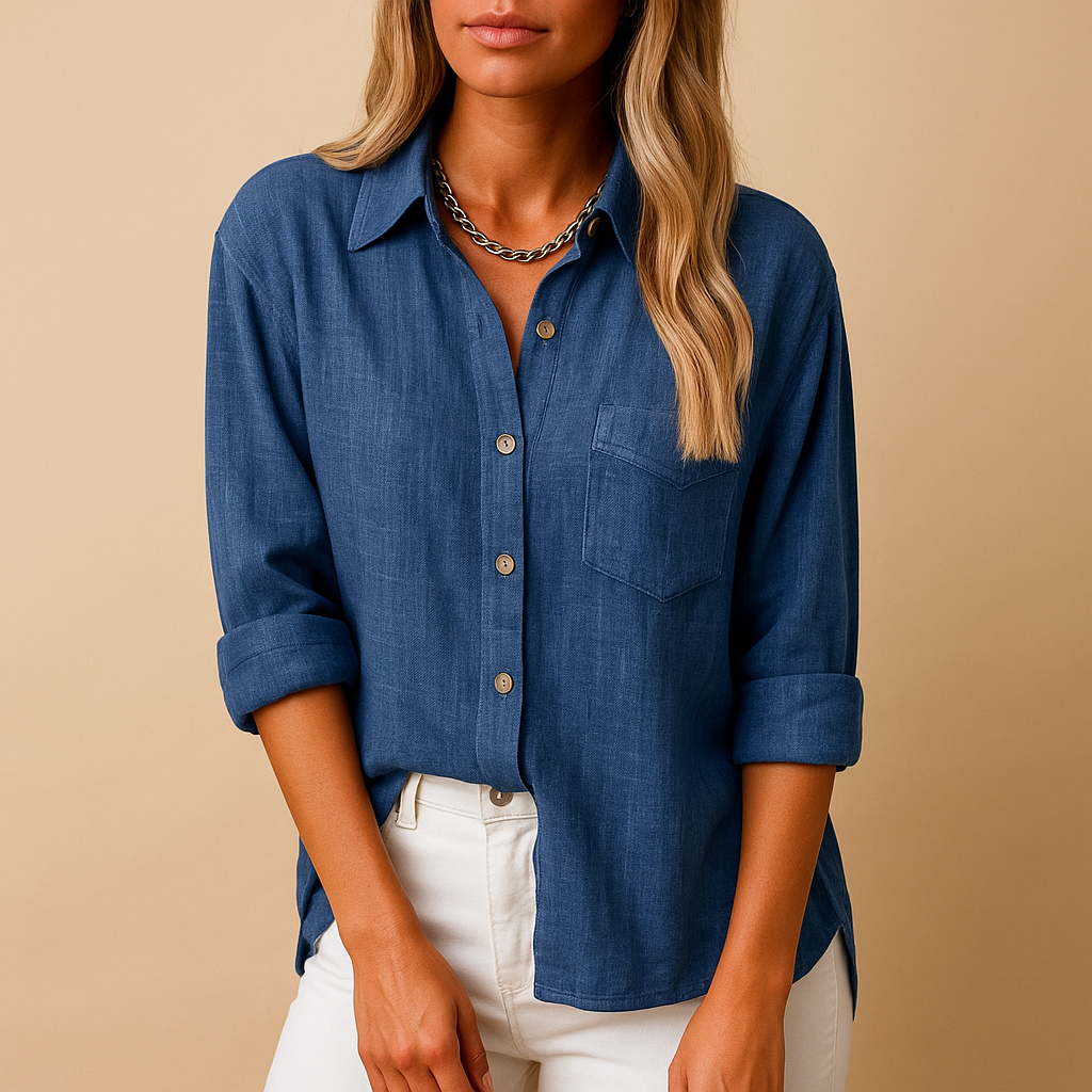 Melina – Modern overhemd met lange mouwen met borstzak en knoopsluiting