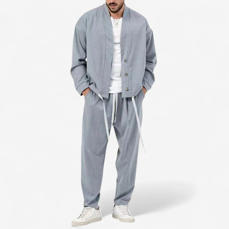 Victor – Tweedelige Set met Lange Mouwen overhemd en Wijde Broek