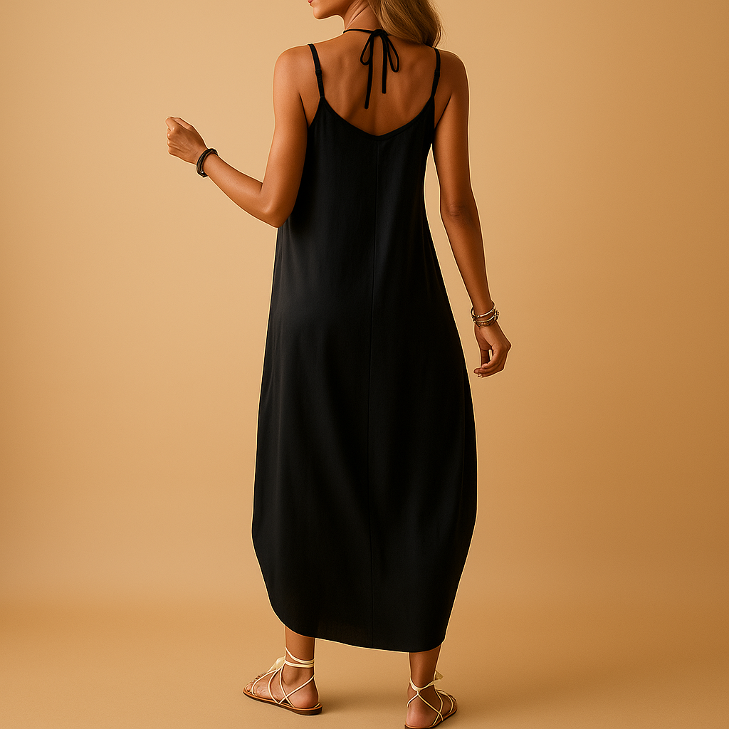 Estelle – Elegante jurk met diepe V-hals en open rug