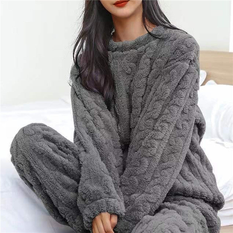 Amelie - Warme fleece pyjamaset met een ontspannen halslijn