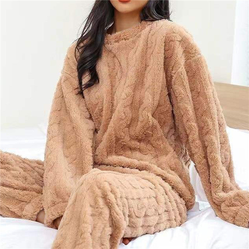 Amelie - Warme fleece pyjamaset met een ontspannen halslijn