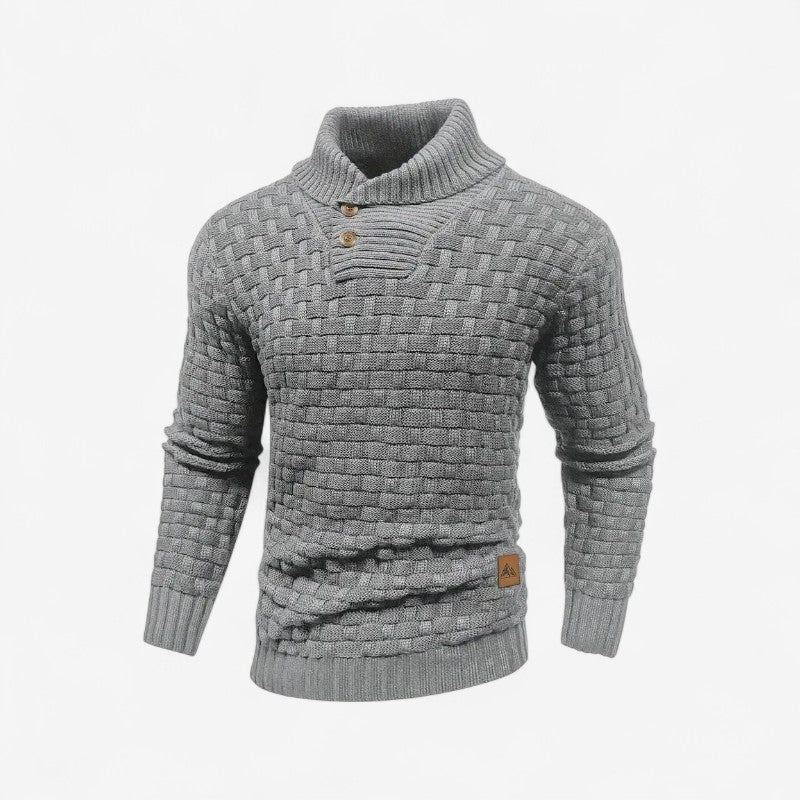 Henry - Lange Mouw Trui met Geribde Zoom en Knopdetail