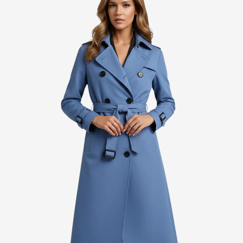 Selena - Lange Mouw Trenchcoat met Verstelbare Tailleband en Meerdere Zakken