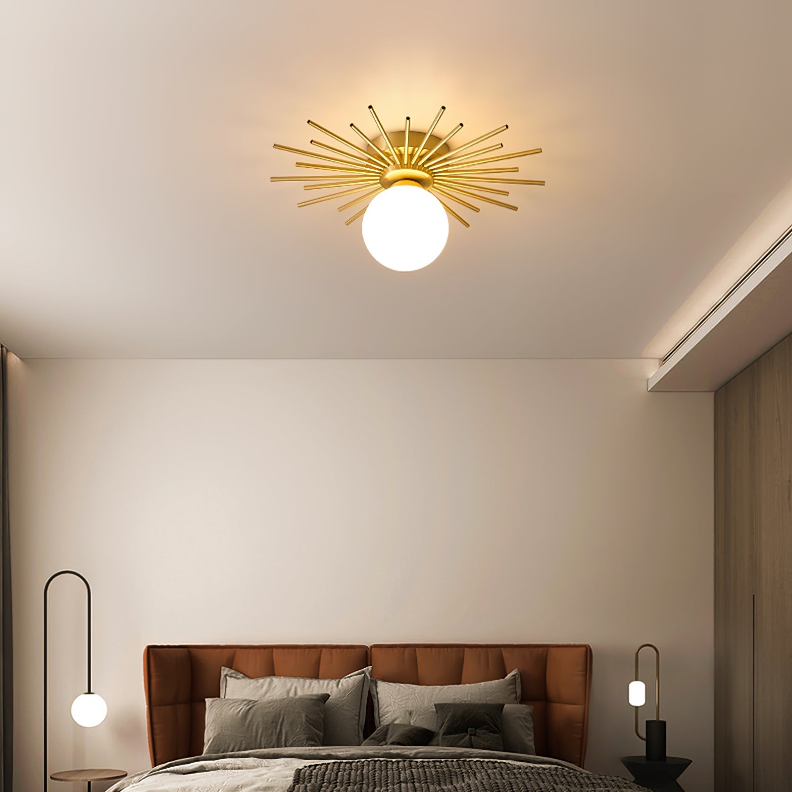 LumiStar – Plafondlamp van Messing en Glas met Rond Ontwerp