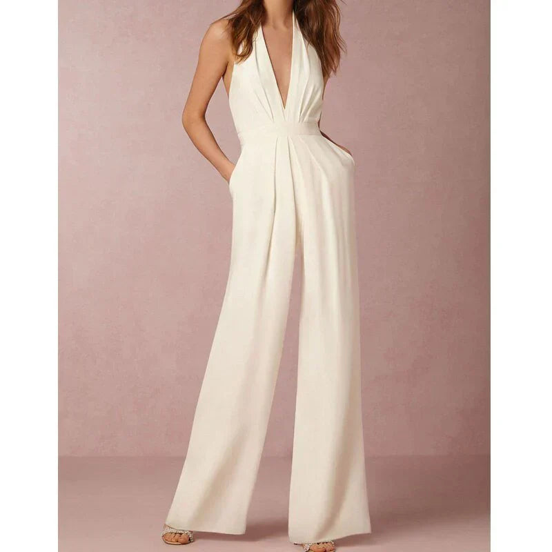 Maud - Vrijblijvend mouwloze rugloze jumpsuit met v hals