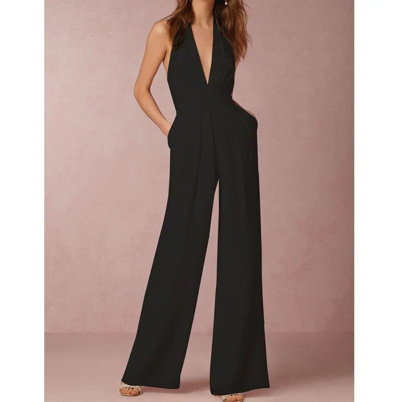 Maud - Vrijblijvend mouwloze rugloze jumpsuit met v hals