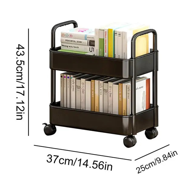 StorEase - 2-laags mobiele boekenkastwagen voor efficiënte opslag