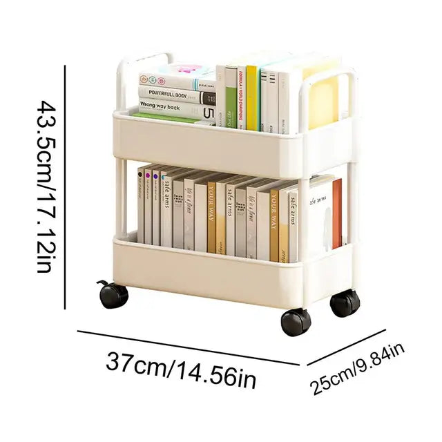 StorEase - 2-laags mobiele boekenkastwagen voor efficiënte opslag