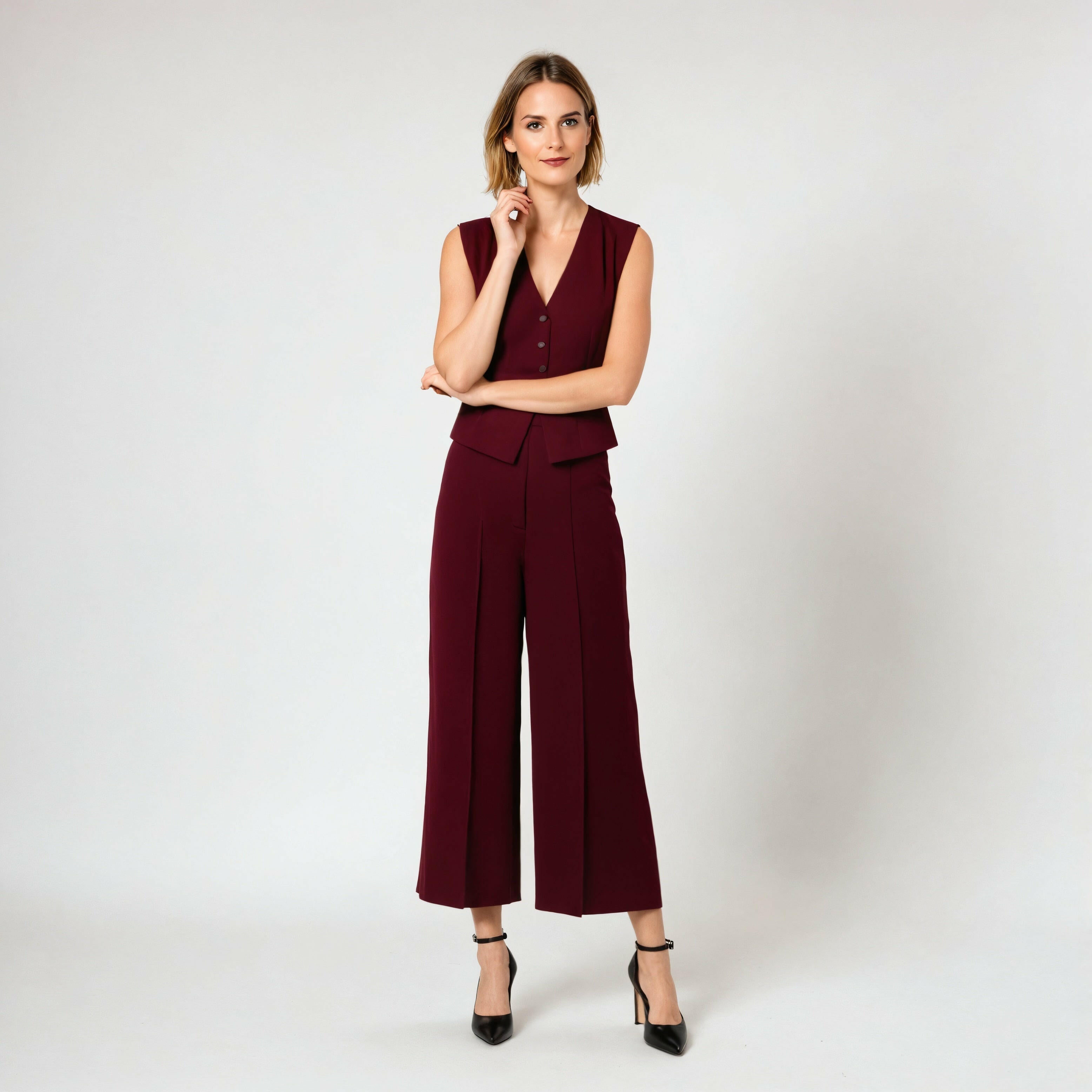 Bella - Elegante tweedelige broek- en vestenset met rechte pasvorm en verfijnde stijl