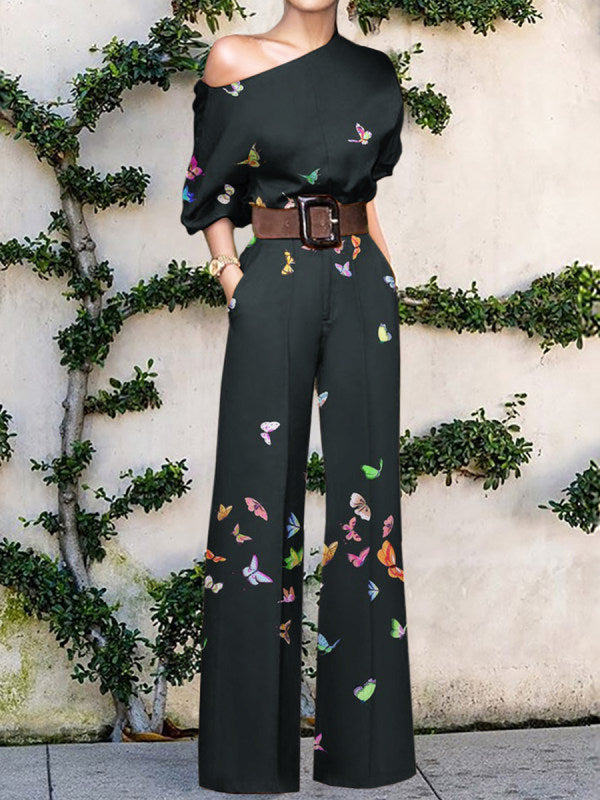Rozi – Stijlvolle Off-schouder jumpsuit met wijde pijpen en tailleband