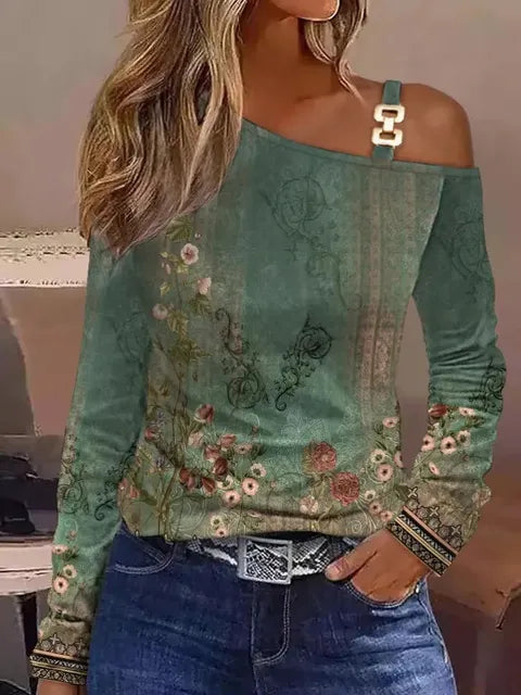 Sophia – Elegante top met één schouder lange mouwen en comfortabele pasvorm