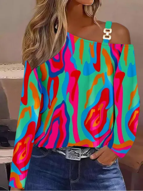 Sophia – Elegante top met één schouder lange mouwen en comfortabele pasvorm