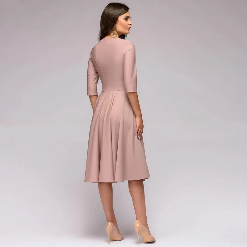 Grace - Elegante Midi-jurk met flatterend silhouet en ceintuur in taille