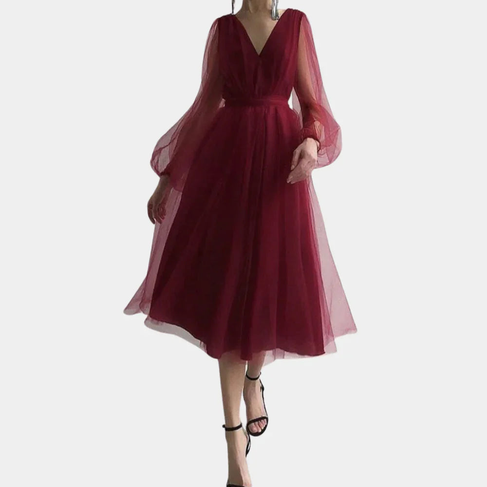 Noa - Elegante Midi-jurk met semi-transparant ontwerp
