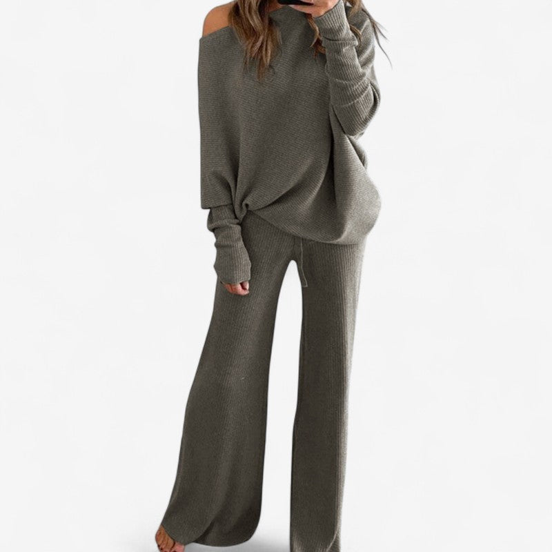 Alexis - Tweedelige set met een schouderloze top en een wijde broek