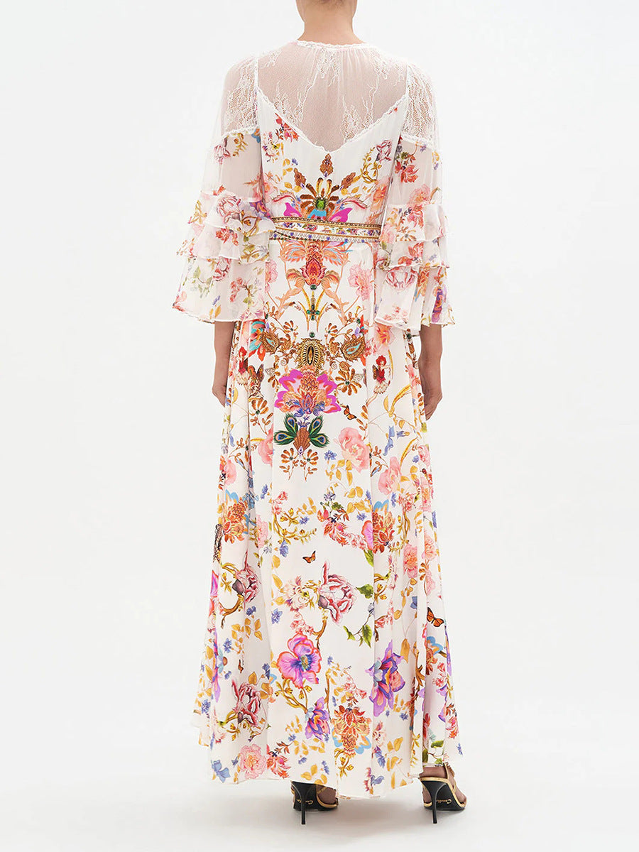 Liana – Trendy maxi jurk met riem en V hals