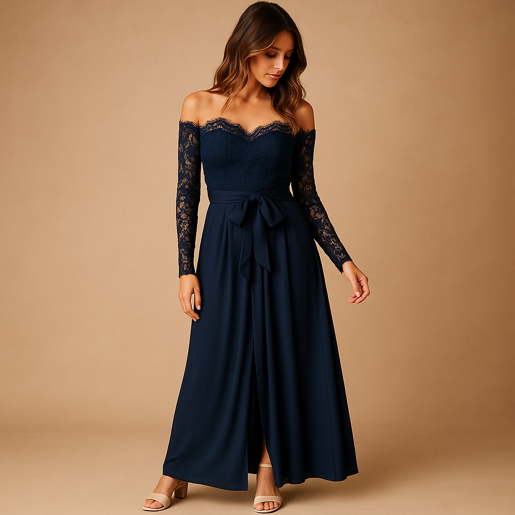 Zaria – Elegante off-shoulder jumpsuit met ceintuur in de taille en relaxte pasvorm
