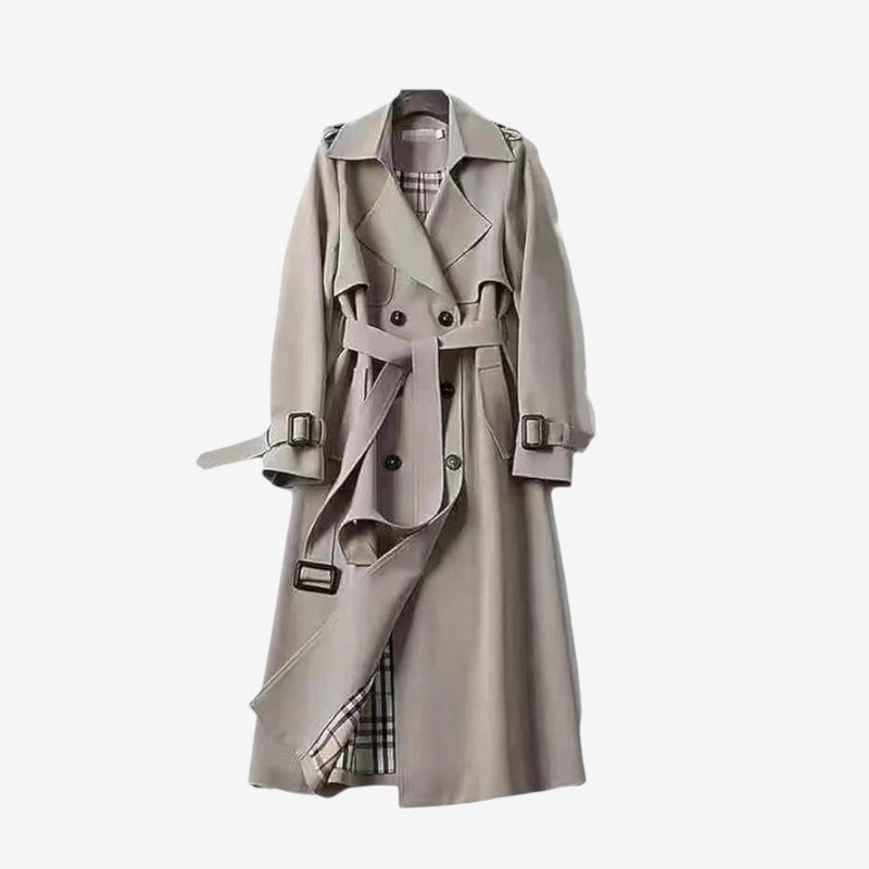 Selena - Lange Mouw Trenchcoat met Verstelbare Tailleband en Meerdere Zakken