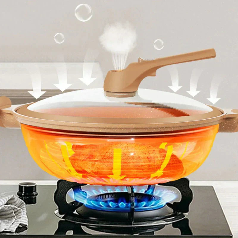 CookCraft - Wok met antiaanbaklaag, geavanceerde warmteverdeling en stoommandje