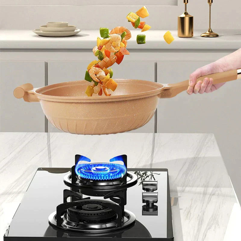 CookCraft - Wok met antiaanbaklaag, geavanceerde warmteverdeling en stoommandje
