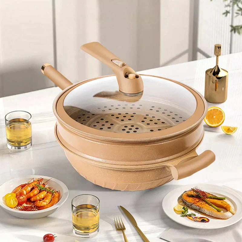CookCraft - Wok met antiaanbaklaag, geavanceerde warmteverdeling en stoommandje
