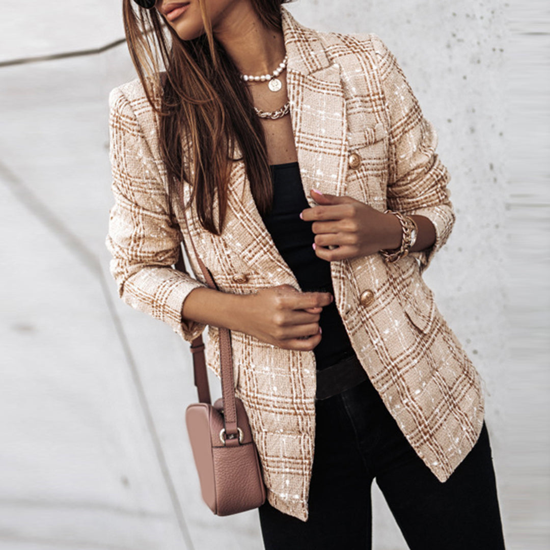 Celestia – Dubbelrijs blazer met functionele zakken