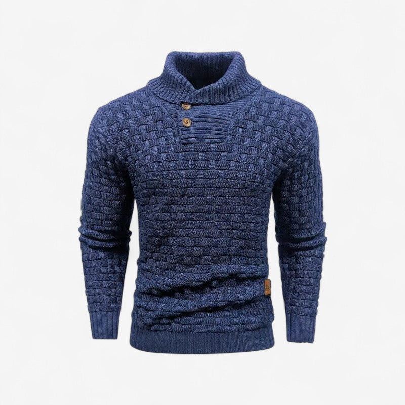 Henry - Lange Mouw Trui met Geribde Zoom en Knopdetail