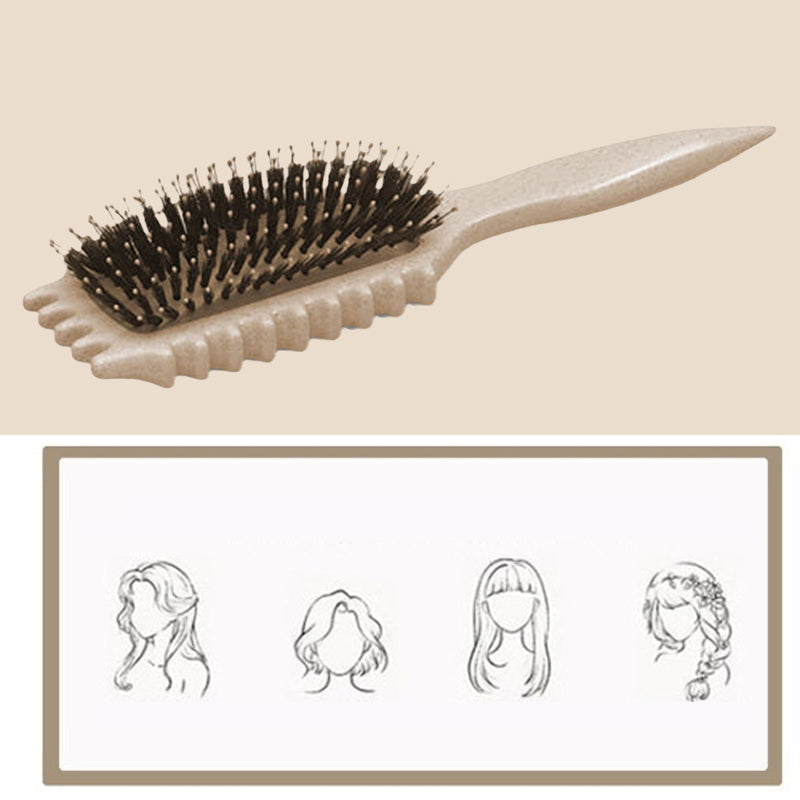 CurlEase – Strakke zwarte 3-in-1 haarstylingborstel met zachte haren voor het definiëren van krullen en het beheersen van pluisjes