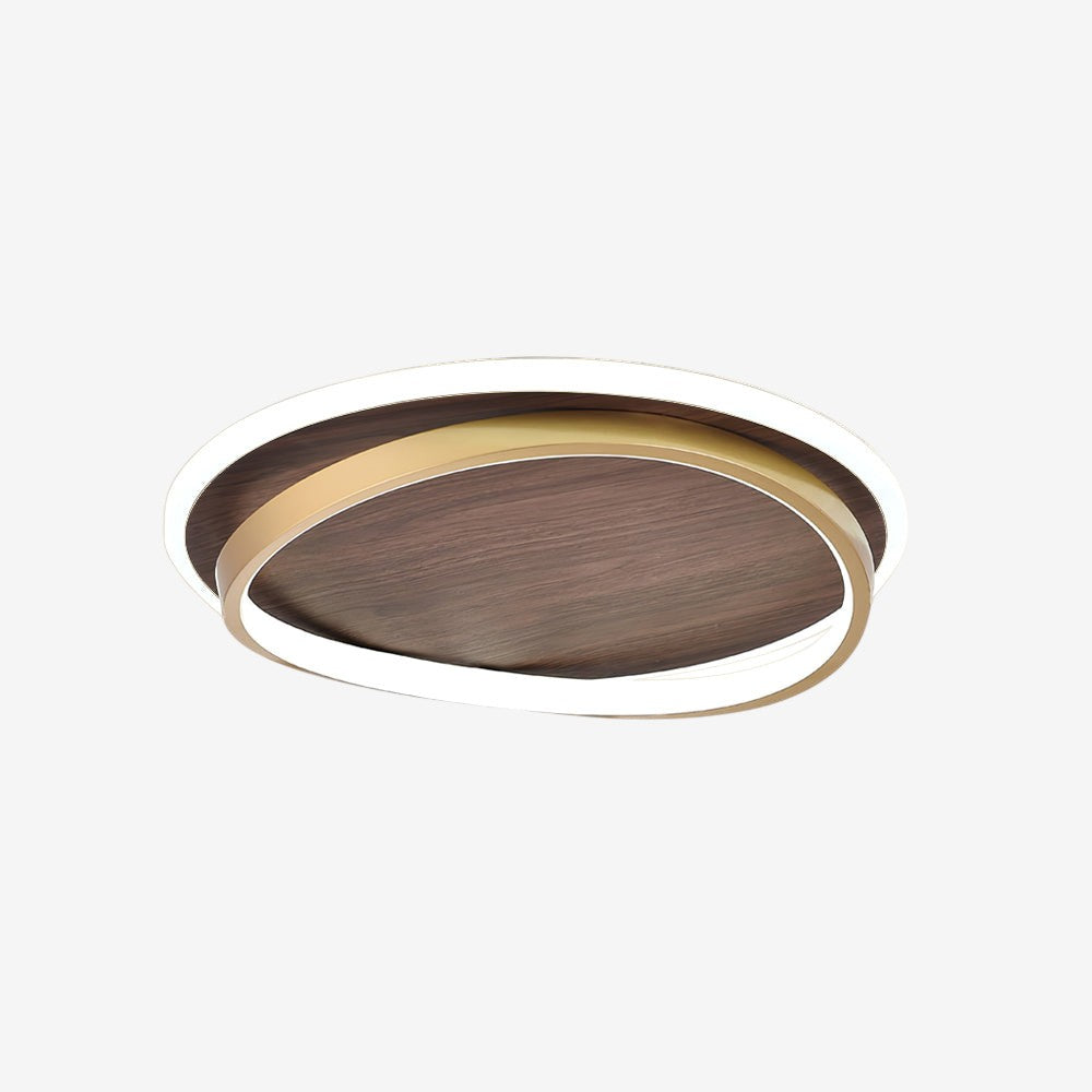WalnutGlow - LED Plafondlamp met Rond Walnoot Inspirerend Ontwerp