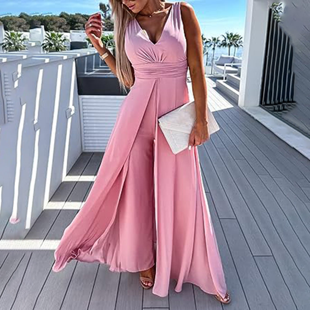 Maya - Elegante jurk met V-hals en hoge taille