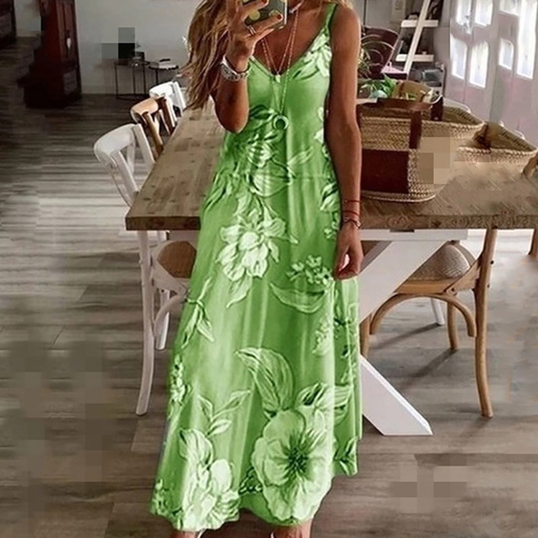 Salena - Elegante bloemenjurk met V-hals en schouderbandjes