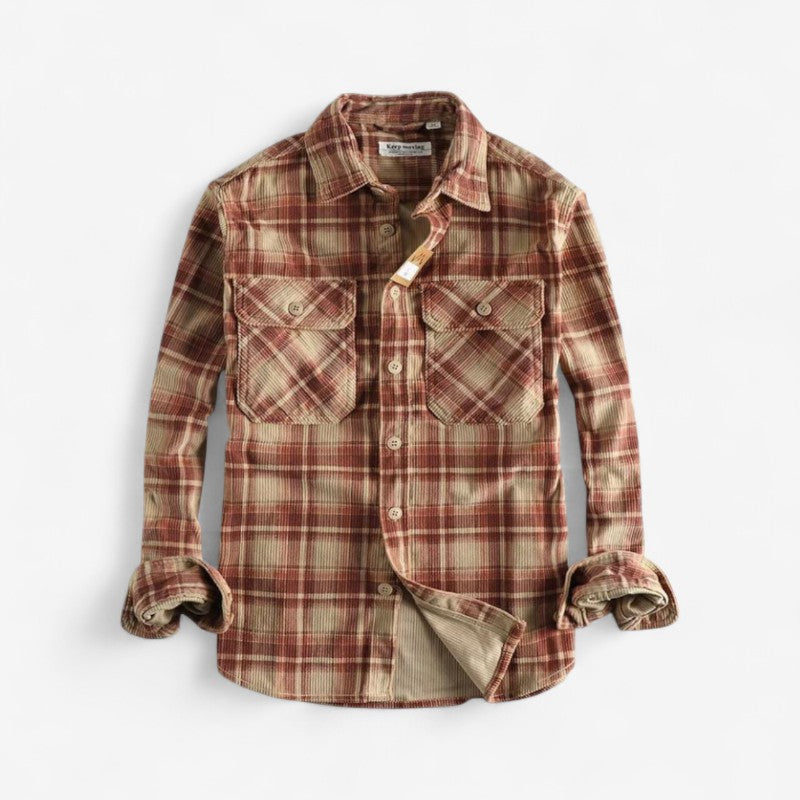 Johnny - Lange Mouw Geruit Overhemd met Knopen en Omgeslagen Kraag