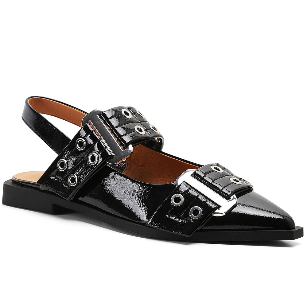 Lana – Puntige slingback-sandalen met verstelbare band en opvallende gesp
