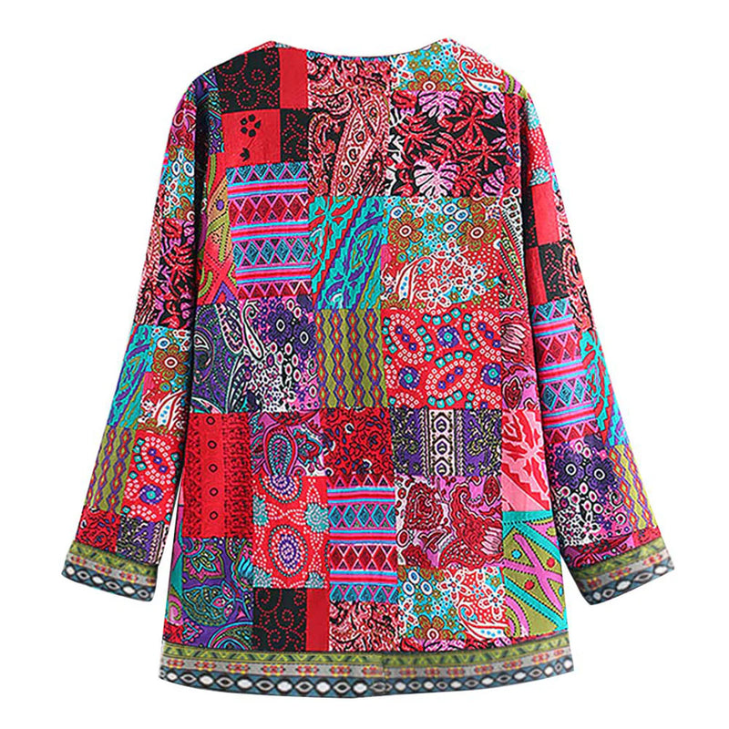 Linda - Elegante patchwork-cardigan met ingewikkelde patroon