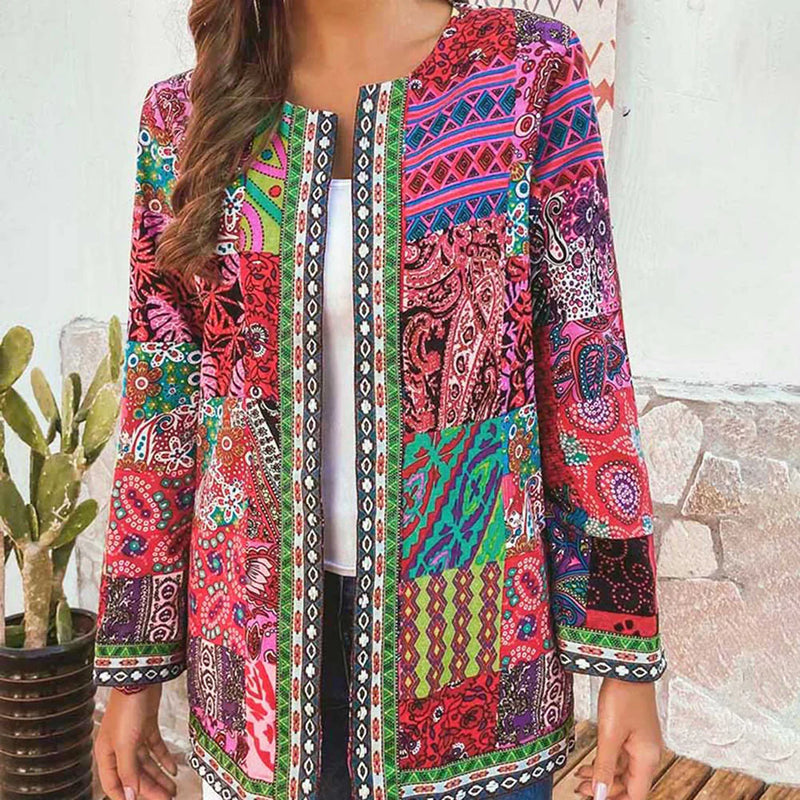 Linda - Elegante patchwork-cardigan met ingewikkelde patroon