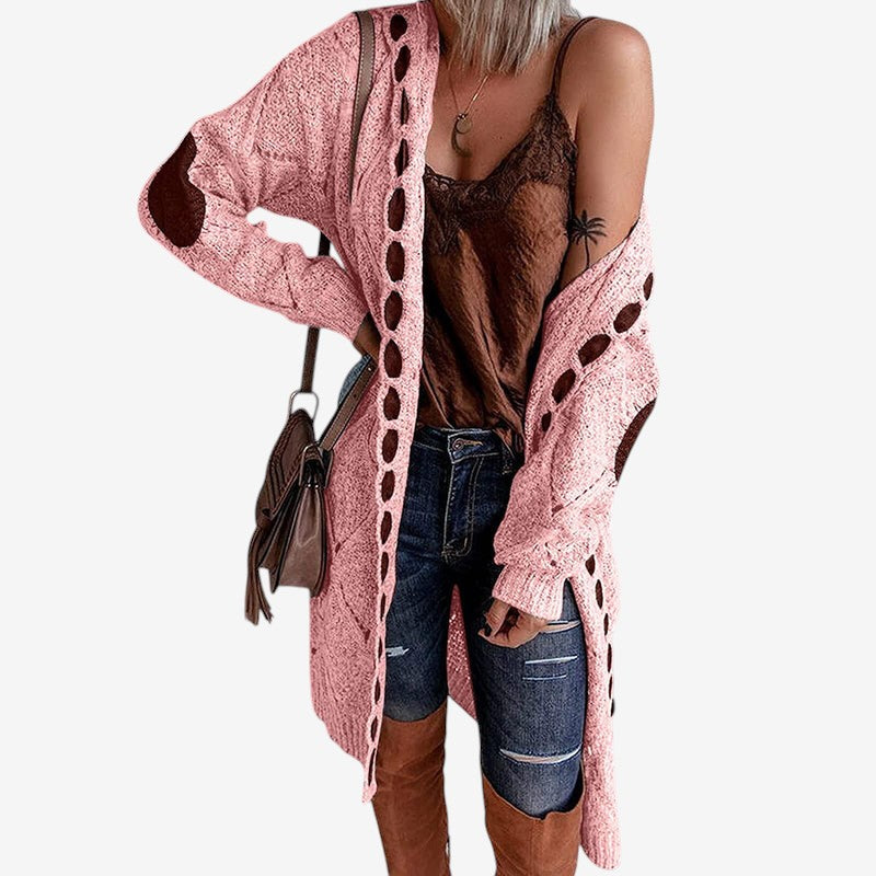 Natalie - Capuchon Vest met Lange Mouwen en Geribd Detail